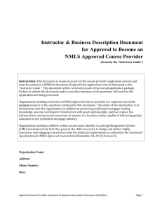 Instructor and Business Description Document