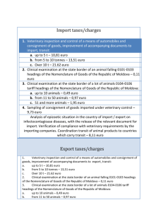 Import taxes/charges Veterinary inspection and control of a means of