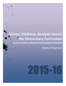 Claims, Evidence, Analysis Across the Elementary Curriculum