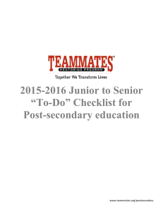 2015 Junior to Senior Checklist (NE) - TeamMates Post