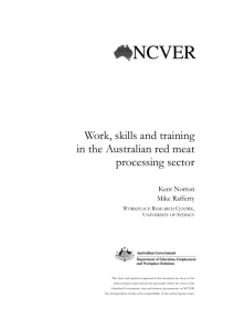 Work, skills and training in the Australian red meat processing sector