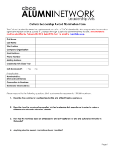 Cultural Leadership Award Nomination Form