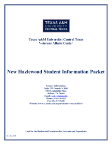 New Hazlewood Student Checklist - Texas A&M University