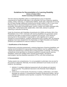 Learning Disability Documentation Guidelines