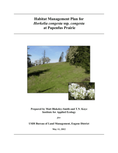Horkelia congesta Site Management Plan, Eugene District BLM