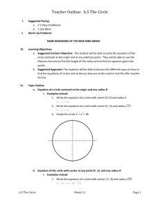 Teacher Outline: A.5 The Circle