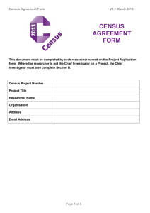 Census Agreement Form - Northern Ireland Statistics and Research