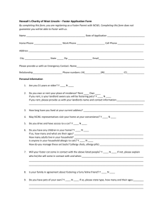 Foster Parent Application Form - Neveah`s Charity of West Lincoln