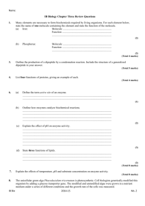Name: IB Biology Chapter Three Review Questions 1. Many