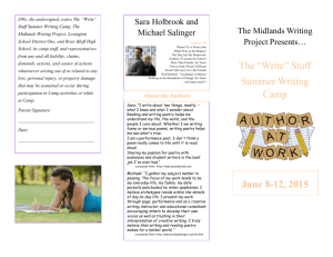 Young Writers Camp 2015 brochure