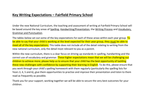 Key Writing Expectations - Fairfield Primary School