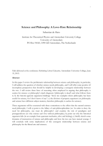 Science and Philosophy: A Love