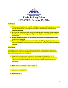 Ebola Talking Points UPDATED: October 15, 2014