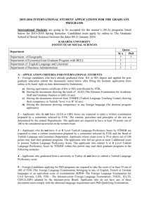 2015-2016 INTERNATIONAL STUDENT APPLICATIONS FOR THE