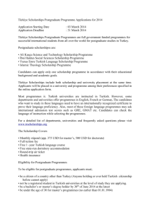 Türkiye Scholarships Postgraduate Programme Applications for 2014