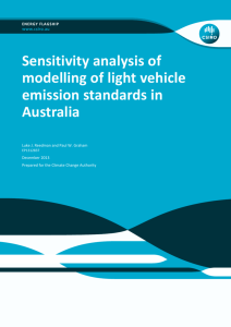 Sensitivity analysis of modelling light vehicle emissions standards in