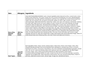 Item Allergens Ingredients