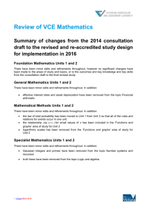 Summary of changes Maths consultation to final