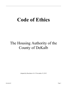 ETHICS POLICY - Housing Authority of the County of DeKalb