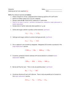 Chemistry Name: balancing and net ionic equations key Date: Write