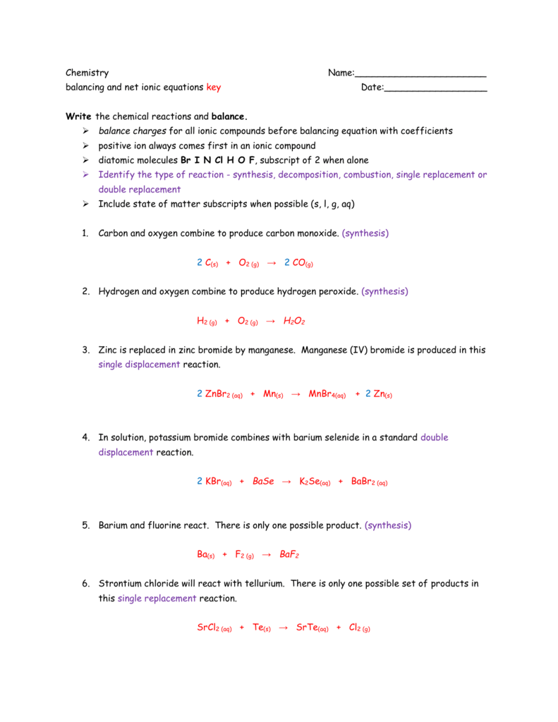 single-replacement-reactions-worksheets-answer-key