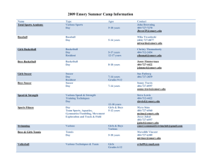 2009 Emory Summer Camp Information