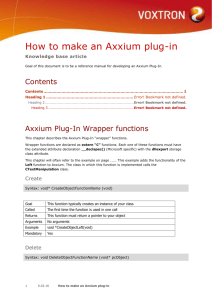 Axxium Plug-In Wrapper functions