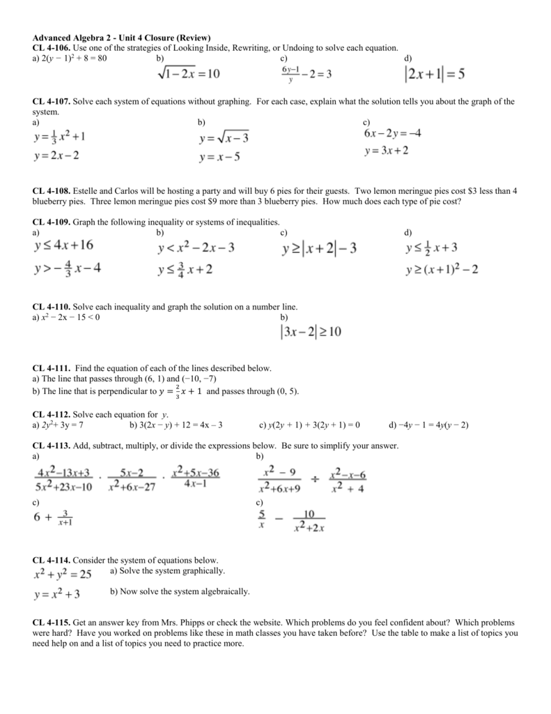 cpm algebra 2 homework answers quizlet