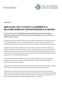 New research from UK regarding blood test
