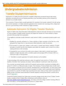 Transfer Student Admissions - The University of Texas at Dallas