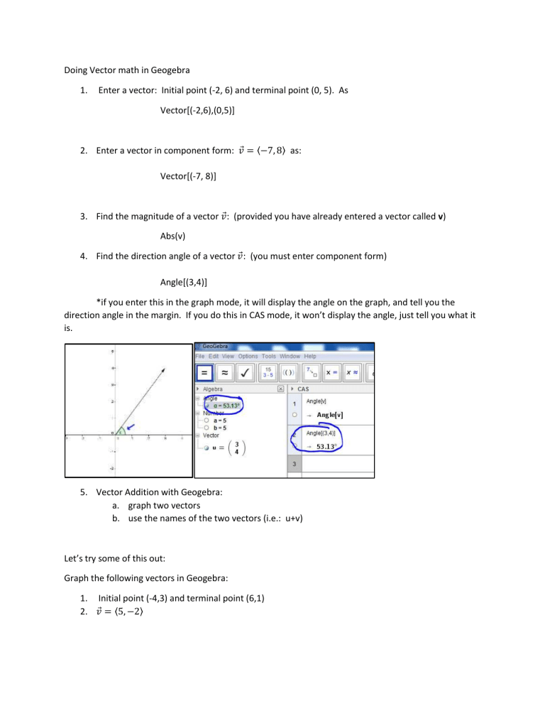 Doing Vector Math In Geogebra