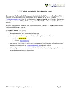 PTE Pediatric Immunization Metrics Reporting Update Introduction
