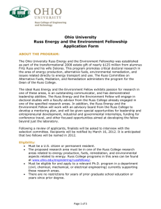 Ohio University Russ Energy and the Environment Fellowship