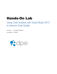Using Code Analysis with Visual Studio 2013 to Improve