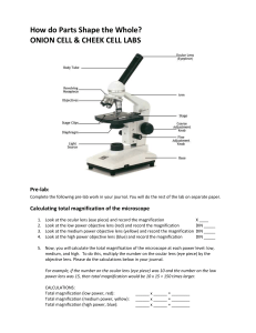 Calculating total magnification of the microscope