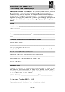 Holroyd Heritage Awards 2015 Category 3 Entry Form
