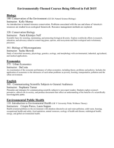 Environmentally-Themed Courses Being Offered in Fall 2015! Biology