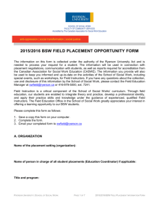 BSW Field Placement Opportunity Form