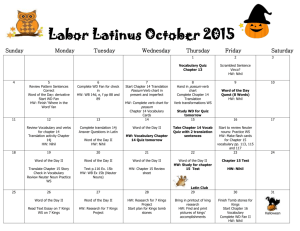 Labor Latinus October 2015 Sunday Monday Tuesday