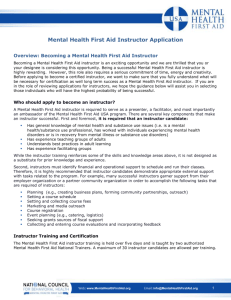 Mental Health First Aid Instructor Application