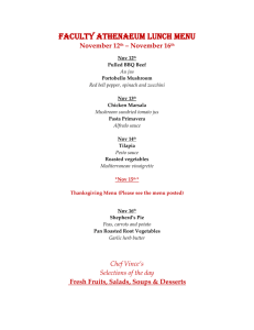 Faculty Athenaeum Lunch Menu November 12 th