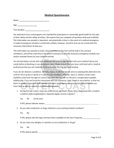 Medical Questionnaire - Outer Coast Outfitters
