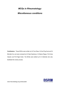MCQs in Rheumatology: Miscellaneous conditions