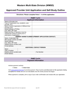 Approved Provider Unit Application and Self-Study