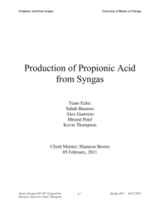 Synthesis of Propionic Acid from Syngas - seniorecho