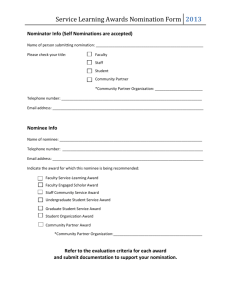 Service Learning Awards Nomination Form