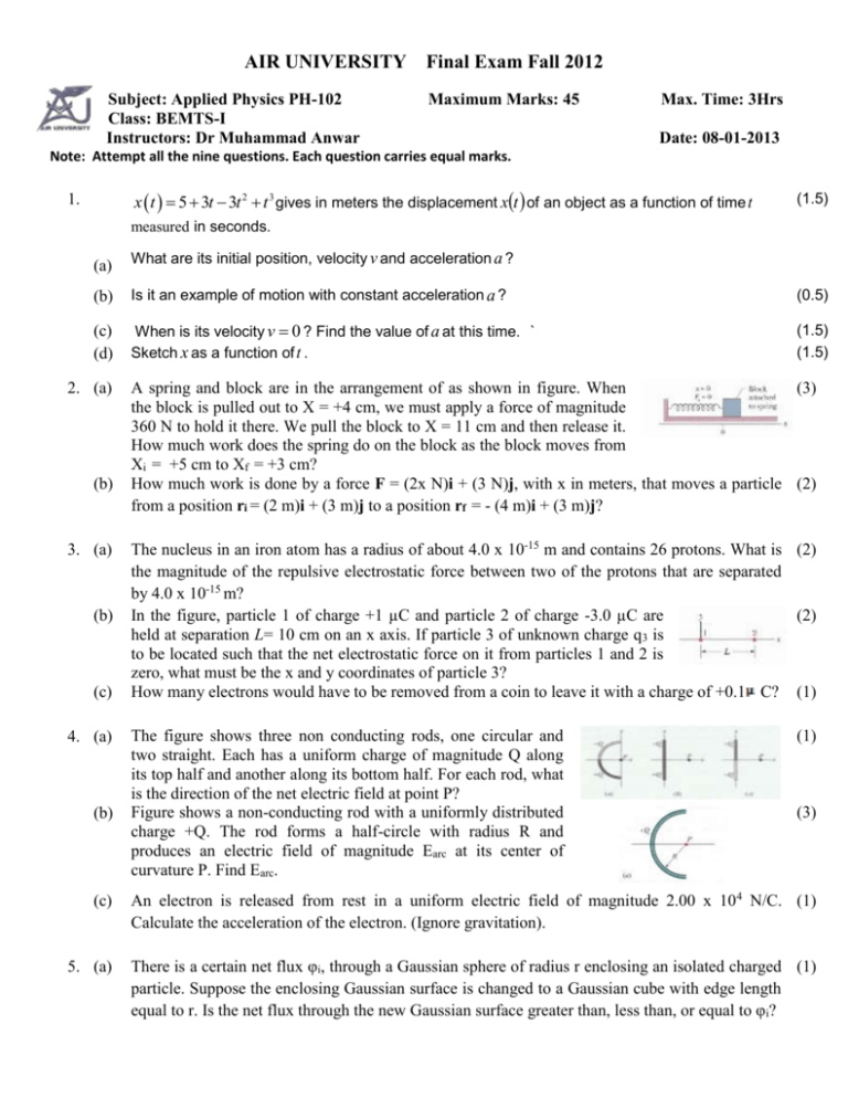 AIR UNIVERSITY Final Exam Fall 2012 AIR UNIVERSITY Final Exam Fall 2012