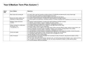 Year 6 Medium Term Planning maths