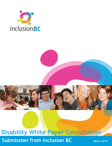 BC Provincial Disability White Paper Consultation