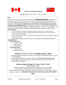 Heritage Fair Assignment Sheet